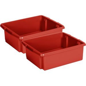 Sunware Opslagbox - 2 stuks - kunststof 17 liter rood 45 x 36 x 14 cm
