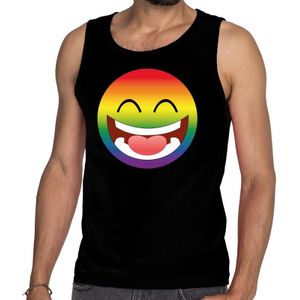 emoticon/emoji regenboog gay pride tanktop zwart heren - Feestshirts
