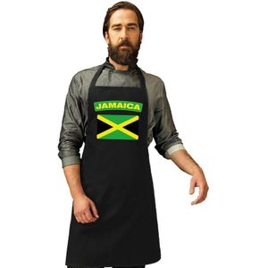 Jamaica vlag barbecueschort/ keukenschort zwart volwassenen - Feestschorten