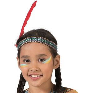 Voordelige indianen hoofdband met veer - Verkleedhoofddeksels