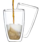 6x Dubbelwandige koffie/theeglazen 400 ml - Keuken accessoires - Koffie/thee bekers en glazen