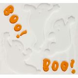 Horror gel raamstickers spookjes - 2x - 25 x 25 cm - wit/oranje - Halloween thema decoratie/versieri - Feeststickers