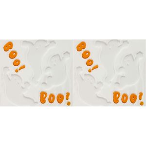 Horror gel raamstickers spookjes - 2x - 25 x 25 cm - wit/oranje - Halloween thema decoratie/versieri - Feeststickers