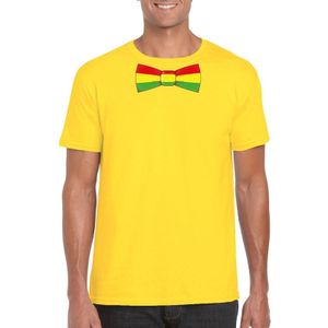 Geel t-shirt met Limburgse vlag strik voor heren - Feestshirts