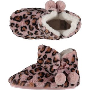 Dames hoge pantoffels/sloffen luipaard print oud roze maat 41-42 - Sloffen - volwassenen