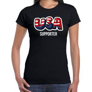 Zwart t-shirt usa / Amerika supporter EK/ WK voor dames - Feestshirts