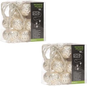 2x stuks kerstverlichting kerstballen slingers met LED licht 90 cm - Lichtsnoeren