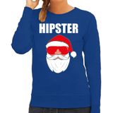 Foute Kerst sweater / Kerst outfit Hipster Santa blauw voor dames - kerst truien