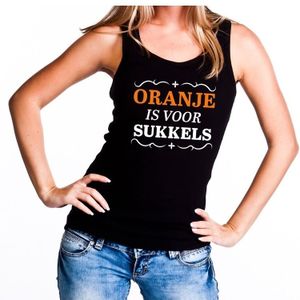 Zwart Oranje is voor sukkels mouwloos shirt dames - Feestshirts