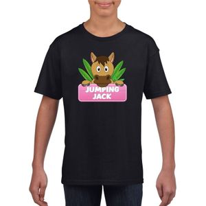 Dieren shirt  zwart paard Jumping Jack voor meisjes - T-shirts