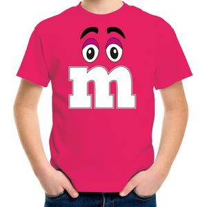 Verkleed t-shirt M voor kinderen - roze - jongen - carnaval/themafeest kostuum - Feestshirts
