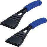 2x stuks kunststof ijskrabber met blauw softgrip handvat 27 cm - IJskrabbers