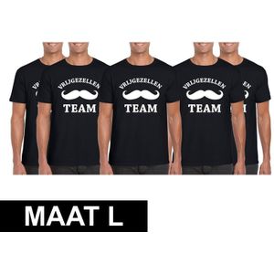 5x Vrijgezellenfeest Team t-shirt zwart heren Maat L - Feestshirts