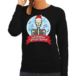 Zwarte foute kersttrui / sweater Last Christmas I gave you my heart voor dames - kerst truien