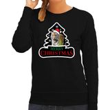 Dieren kersttrui tijger zwart dames - Foute tijgers kerstsweater - kerst truien