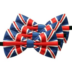 3x Carnaval/feest vlinderstrik/vlinderdas Groot-britannie 12 cm verkleedaccessoire voor volwassenen - Verkleedstrikjes