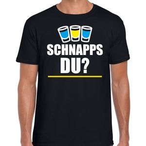 Apres ski t-shirt Schnapps du zwart  heren - Wintersport shirt - Foute apres ski outfit - Feestshirts