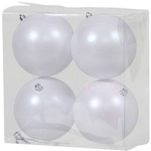4x Witte kerstballen 12 cm matte kunststof/plastic kerstversiering - Kerstbal