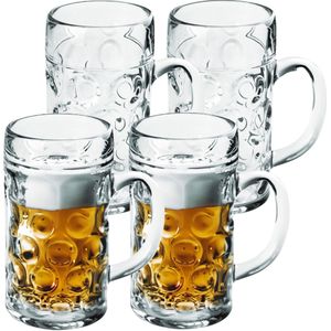 8x Bierpullen/bierglazen 1.3 liter/130 cl/1300 ml van onbreekbaar kunststof - Bierglazen