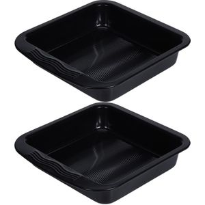 2x Vierkante bakvorm voor cake/taart/brownie 25,5 cm - Cakevormen