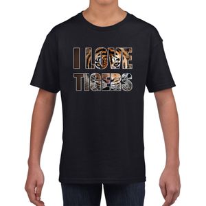 I love tigers / tijgers t-shirt zwart kids - Feestshirts