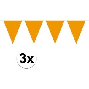 3x oranje mini vlaggenlijn feestversiering - Vlaggenlijnen
