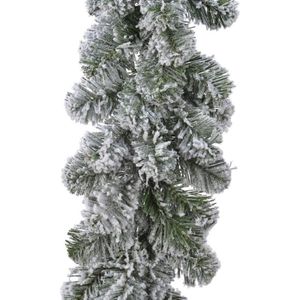 1x Groene dennen guirlandes / dennenslingers met sneeuw 270 x 25 cm - Guirlandes