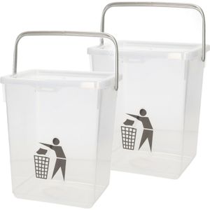 Afsluitbare keuken afvalbak voor gft/organisch afval - 2x - transparant - 5 liter - 20 x 17 x 23 cm - Prullenbakken