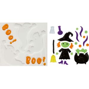Horror gel raamstickers heksen en spoken - 2x vellen - Halloween thema decoratie/versiering - Feeststickers