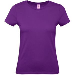 Paars basic t-shirts met ronde hals voor dames van katoen - T-shirts