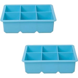 2x Blauwe ijsblokjes vormen 6 kubussen - IJsblokjesvormen