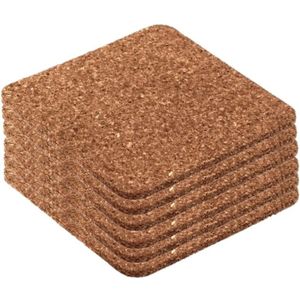 Glazen onderzetters - 12x stuks - kurk - glasonderzetters - 9,5 cm - vierkant - Glazenonderzetters
