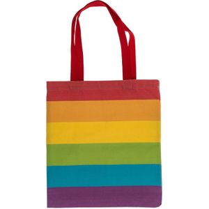 Draagtas - Pride/regenboog thema kleuren - katoen - 35 x 40 cm - Verkleedattributen