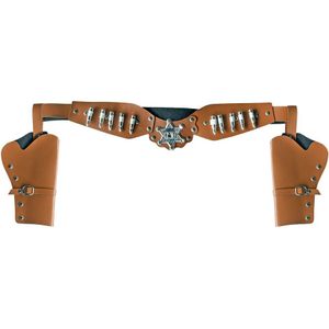 Verkleed cowboy holster voor 2x revolvers/pistolen voor volwassenen - Verkleedattributen