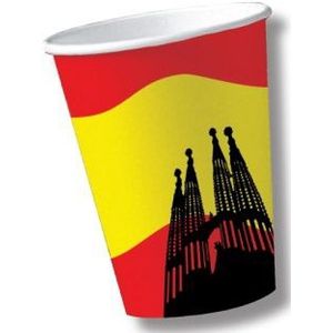 10x stuks Spanje/Spaanse vlag thema bekers - Feestbekertjes