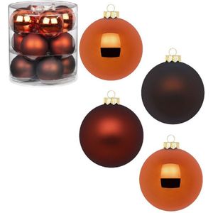 36x stuks glazen kerstballen kastanje bruin 8 cm glans en mat - Kerstbal