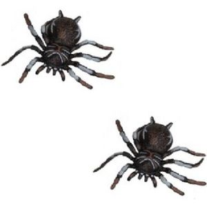Set van 2x stuks zwarte spinnen Sebastiaan van 13 cm - Feestdecoratievoorwerp