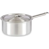 Steelpan/sauspan/juspan zilverkleurig 35 x 20 x 12 cm van 2 liter aluminium - Met handige deksel - Kookpannen