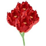 4x Rode tulp 25 cm kunstplant - Kunstbloemen