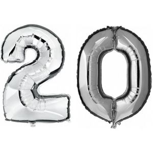 Feestartikelen zilveren folie ballonnen 20 jaar decoratie - Ballonnen
