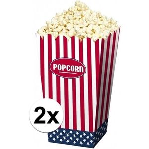 Popcornbakjes van papier USA 8 stuks - Feestdecoratievoorwerp