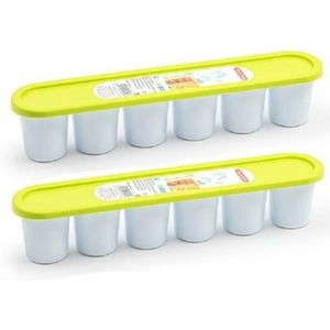 PlasticForte Grote ijsblokjes/ijsklontjes vormen - 2x - met deksel - groen - 30 x 6 cm - XXL