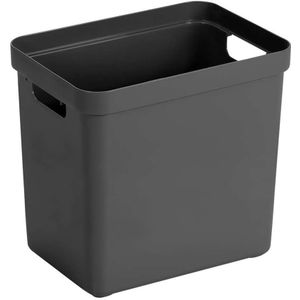 Antraciet grijze opbergboxen/opbergmanden 25 liter kunststof - Opbergbox
