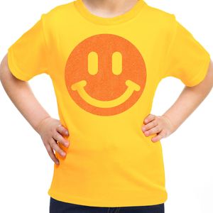 Verkleed T-shirt voor meisjes - smiley - geel - carnaval - feestkleding voor kinderen - Feestshirts
