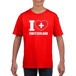 Rood I love Zwitserland fan shirt kinderen - Feestshirts