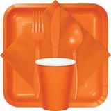 Oranje plastic bestek 48x delig - Feestbestek