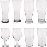 Speciaal bierglazen - 16x st - 4 soorten - incl. onderzetters - 16x st - 9 x 9 cm - Bierglazen