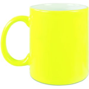 6x Fluor neon gele mokken onbedrukt 330 ml - Bekers
