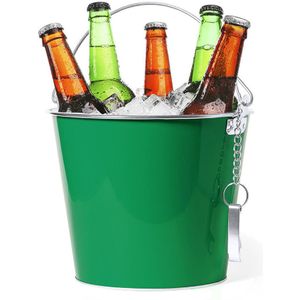 IJsemmer/bierkoeler - 6L - metaal - groen - met flesopener - wijnkoeler - drankkoeler - IJsemmers