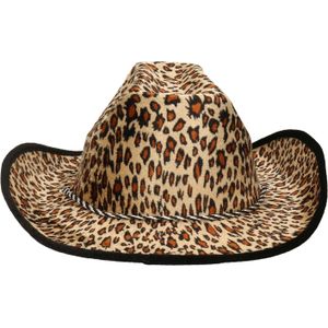 Carnaval verkleed Cowboy hoed Leopard - lichtbruin - volwassenen - Luipaard print - Verkleedhoofddeksels